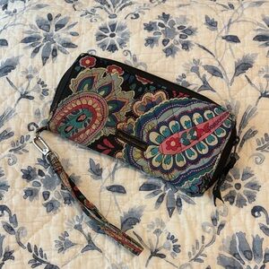 Vera Bradley Black Multicolor Paisley Wristlet Clutch